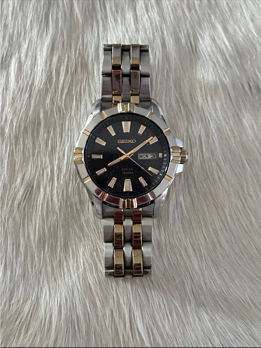 Seiko Solar SNE176 Men's Watch Two-Tone Stainless Steel